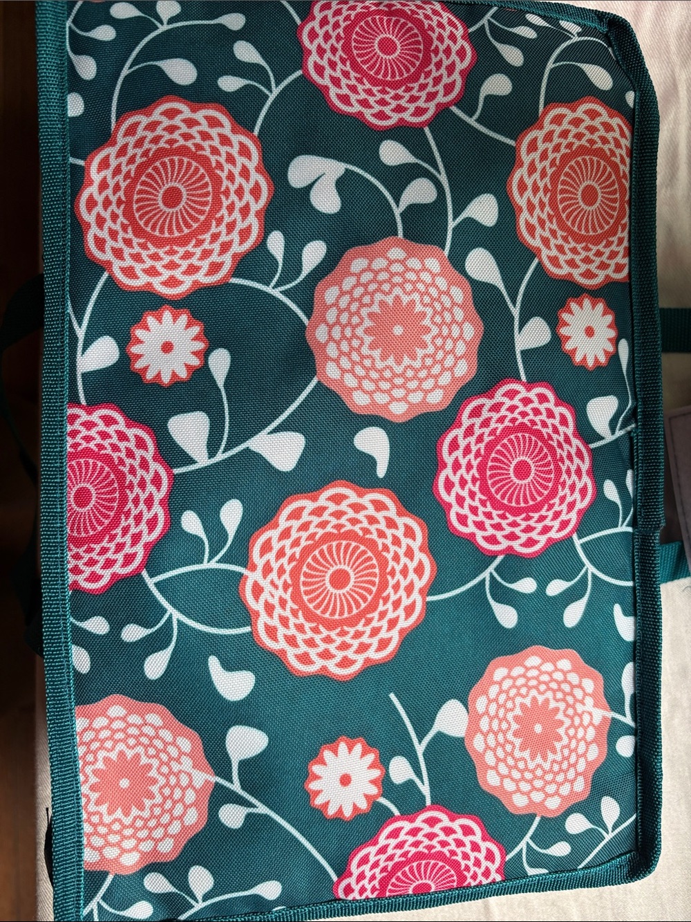 Floral Insulated Lunch Tote Cooler Bag Teal Pink Thermal Work Picnic Tote